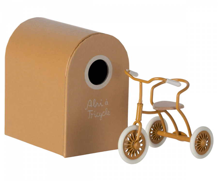 Trehjuling med garage gul