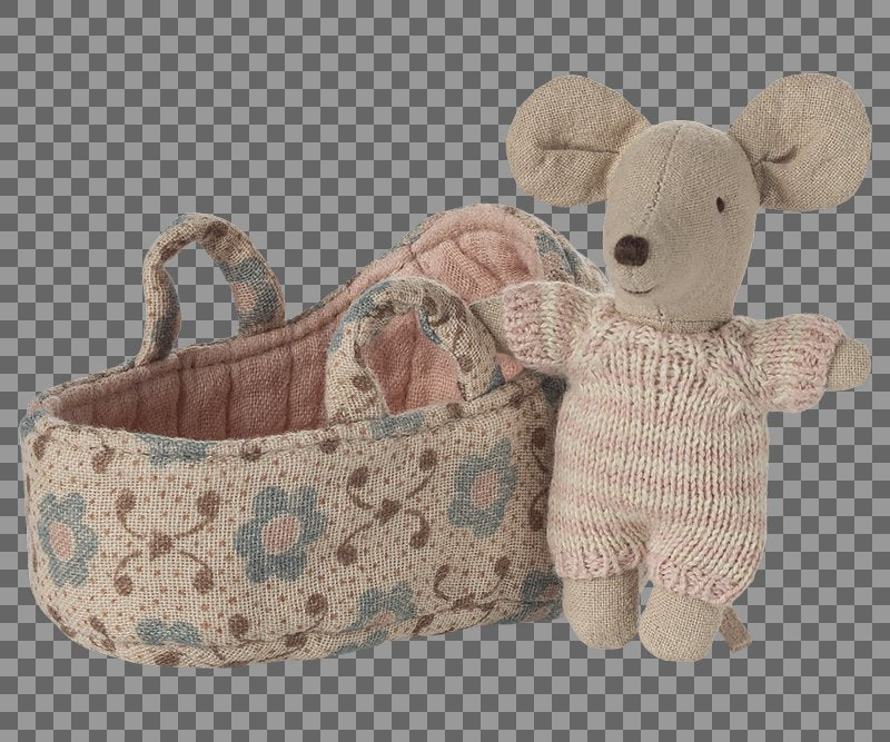 Maileg - Baby mouse in carry cot - Rose